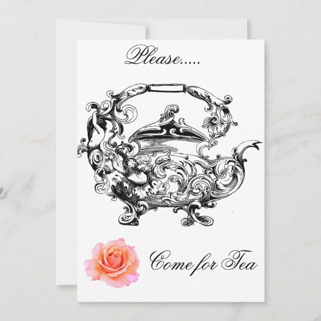 TÉ TIME INVITACIÓN SOCIAL-ANTIGUA TEA POT & ROSA (Anverso)