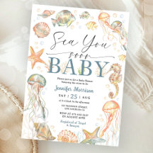 Te Vemos Pronto Invitación de Baby Shower Oceánico