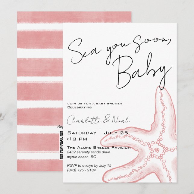 Te Veremos Pronto Invitación al Baby Shower (Anverso / Reverso)