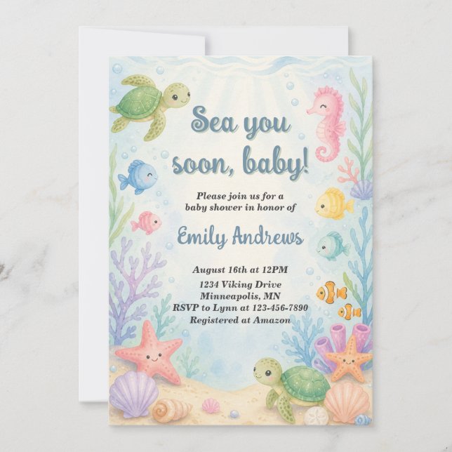 Te Veremos Pronto Invitación al Baby Shower (Anverso)