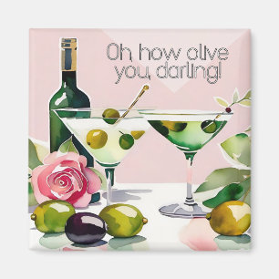 ¡Te Vivo! Imán martini estilo años 50 de Punny