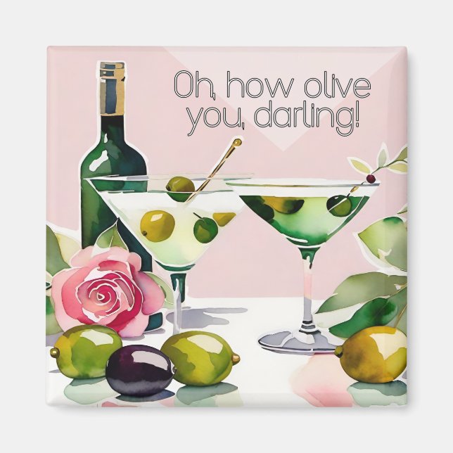 ¡Te Vivo! Imán martini estilo años 50 de Punny (Frente)