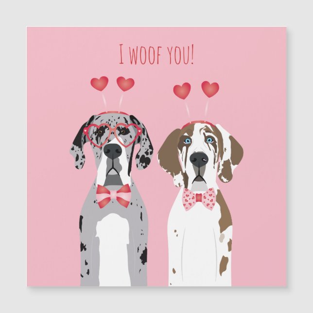 Te Woof Great Dane Dogs Pink Red (Anverso)