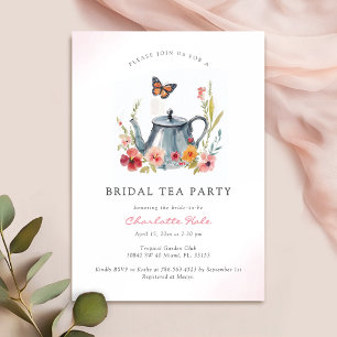 Tea Bridal Shower Floral Garden Invitación