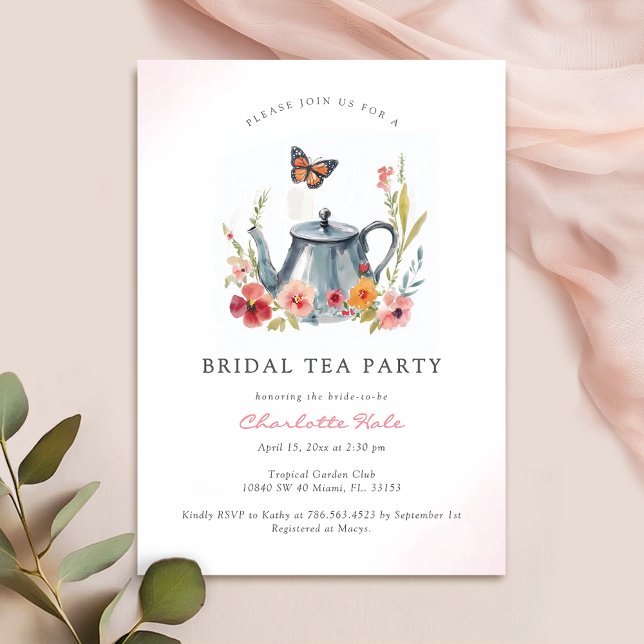 Tea Bridal Shower Floral Garden Invitación (Subido por el creador)