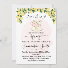 Tea Bridal Shower Lemons Invitación de verano rosa