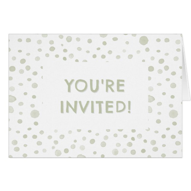 Tea Confetti Watercolor Dots Birthday Invite (Anverso (Horizontal))