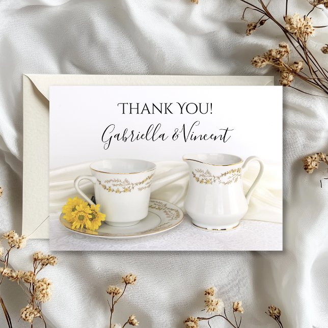 Tea Cup y el Boda Yellow Daisies Gracias Nota (Subido por el creador)
