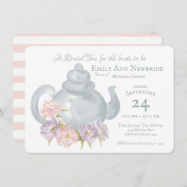 Tea Fiesta Bridal Ducha Floral Tea pot Invitación