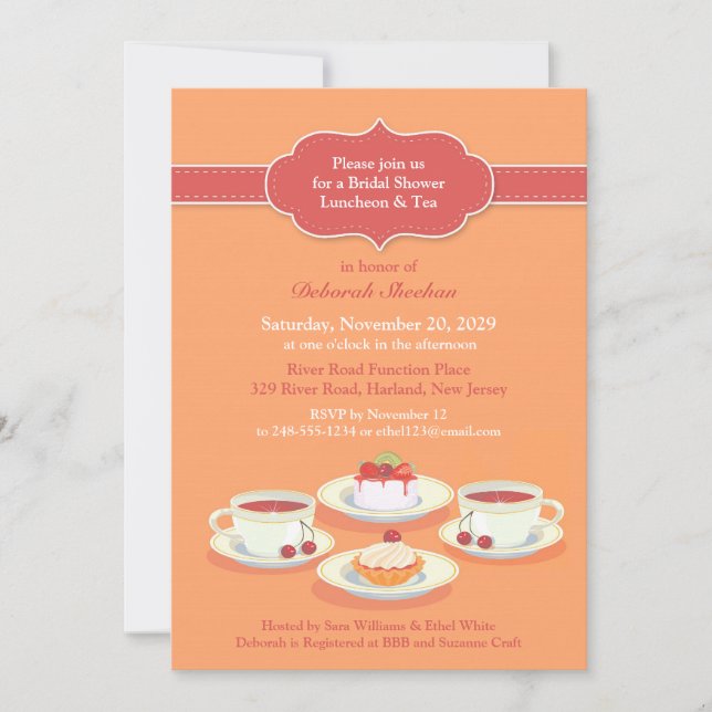 Tea Fiesta Bridal Shower Flat Invitación plana (Anverso)