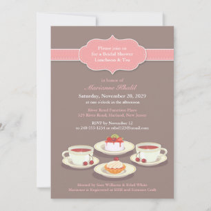 Tea Fiesta Bridal Shower Flat Invitación plana