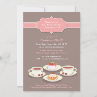 Tea Fiesta Bridal Shower Flat Invitación plana