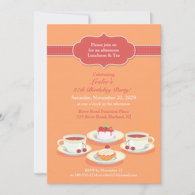 Tea Fiesta Bridal Shower Flat Invitación plana (Anverso)