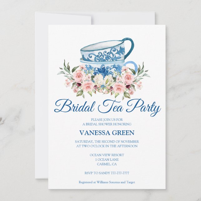 Tea Fiesta Bridal Shower Invitación (Anverso)