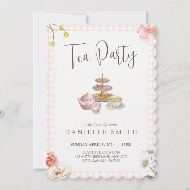 Tea Fiesta Bridal Shower Invitación (Anverso)