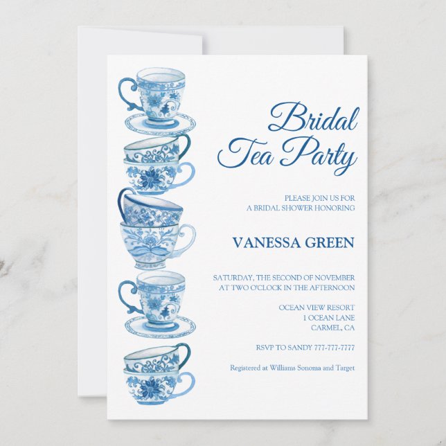 Tea Fiesta Bridal Shower Invitación (Anverso)