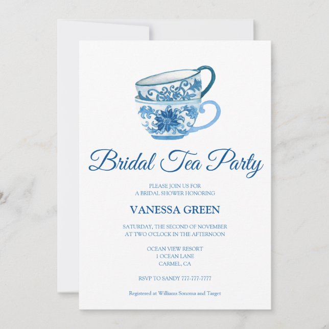 Tea Fiesta Bridal Shower Invitación (Anverso)
