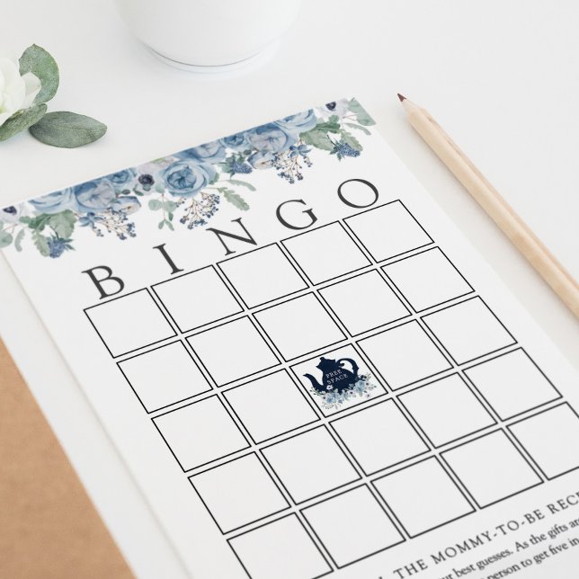 Tea Fiesta Floral Azul Bebé Bingo Tarjeta de juego (Subido por el creador)