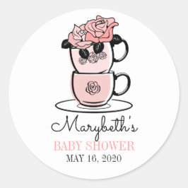 Tea Teacup & Flowers Pegatina a favor de Baby Show