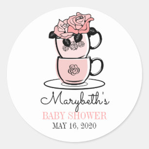 Tea Teacup & Flowers Pegatina a favor de Baby Show