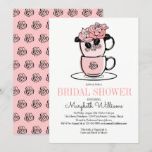 Tea Teacup Flowers Tarjeta de invitación a la duch
