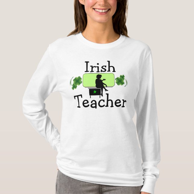 Teacher irlandés de larga manga camiseta para dama (Anverso)