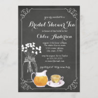 Teacup Chalkboard Elegant Bridal Shower Invitación