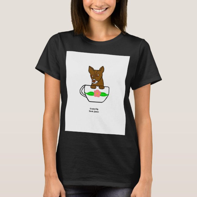 Teacup Chihuahua Camisa de Camiseta Básica Negra p (Anverso)