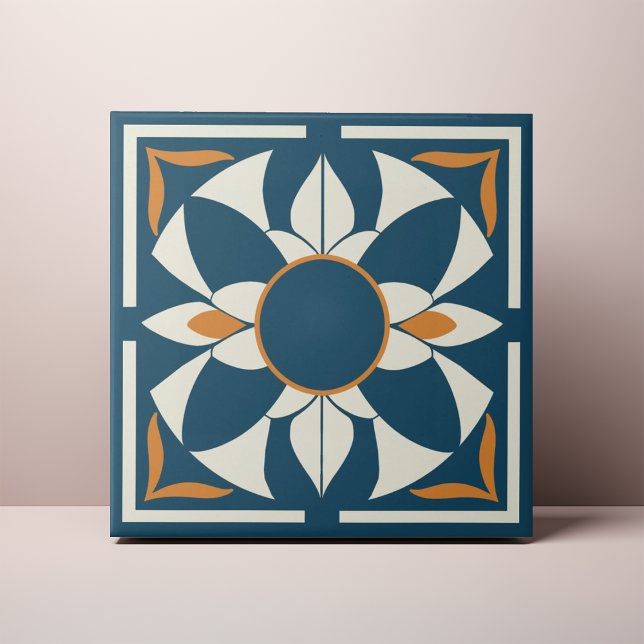 Teal and Cream Azulejo Mandala (Subido por el creador)