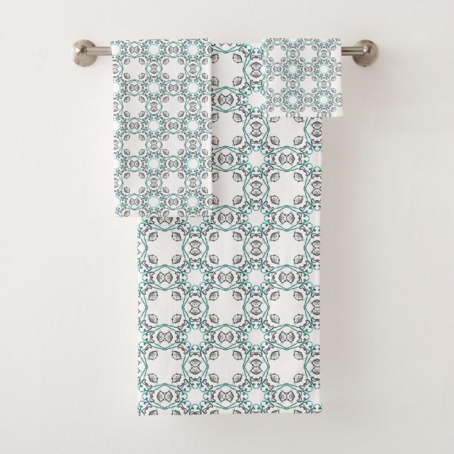 Teal and white geometric patterned  (In situ)