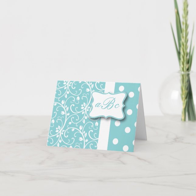 Teal and White Monogram Card (Anverso)