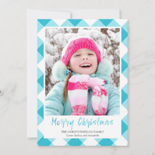 Teal Buffalo Check Brush Script FELIZ NAVIDAD