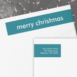 Teal Christmas | Smoke Blue Minimal Return Address<br><div class="desc">Simple, stylish "merry christmas" quote wrap around address label with modern typography in white on a steel smoke blue background in a minimalist 'scandi' scandinavian design style. The label can be easily personalized with your own greeting, return name and address to make a truly bespoke christmas holiday label for the...</div>