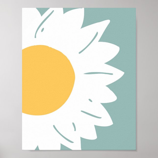 Teal Daisy – Arte mural floral minimalista (Frente)
