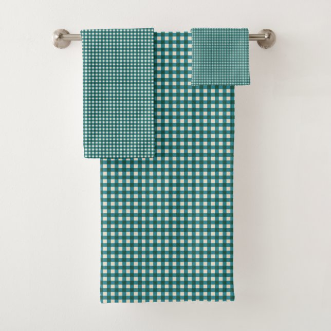 Teal Green Gingham Plaid Holiday Pattern (In situ)