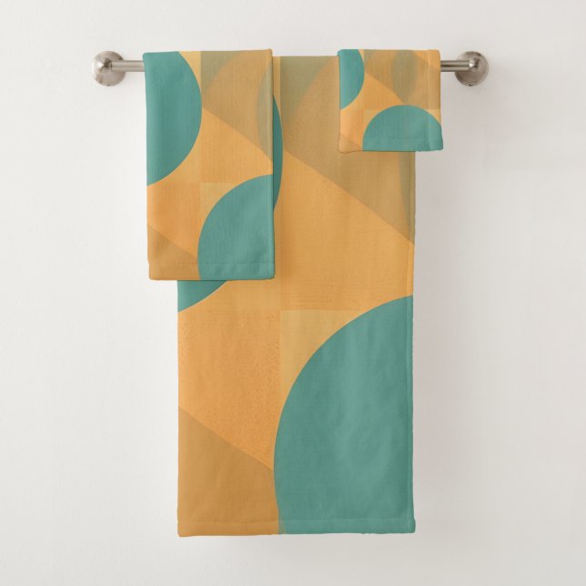 Teal, Tan y Naranja en Patrón de Estilo Retro (In situ)