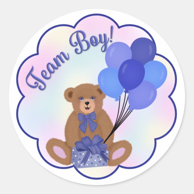 Team Boy Teddy Bear Pegatina (Anverso)