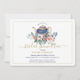 Teapot floral Bridal Shower tarjeta de invitación