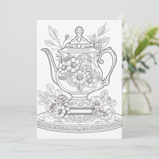 Teapot floral | Coloca tu propio saludo (Anverso de pie)