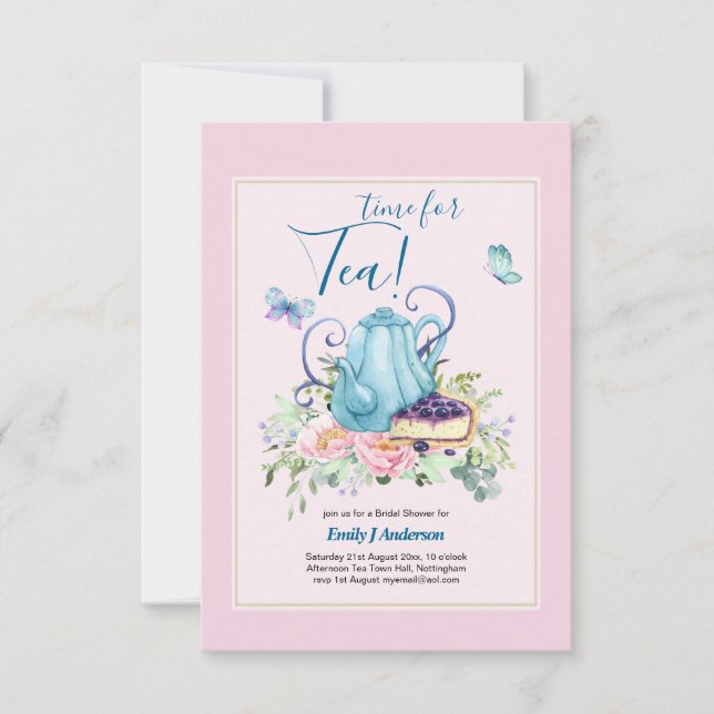 Teatima de ducha de novia de Teapot Tea de la tard (Anverso)