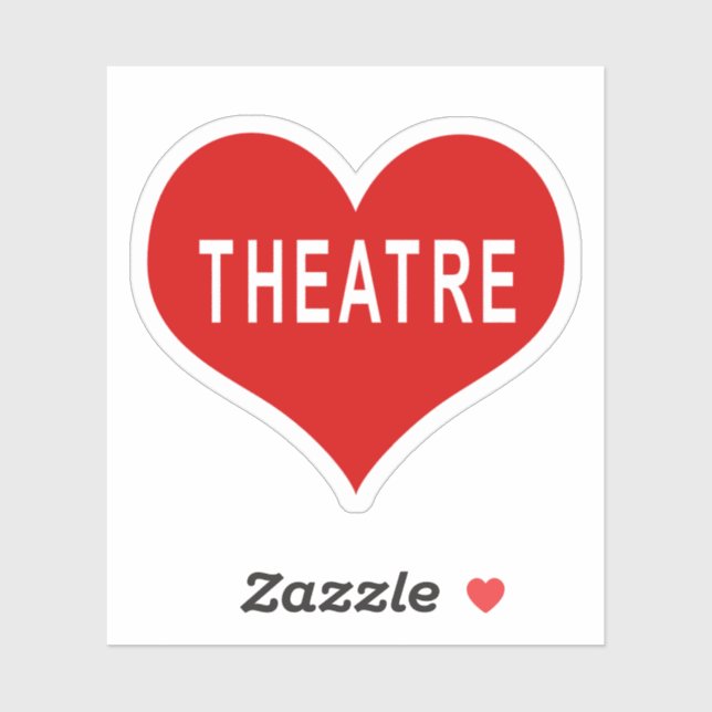 TEATRO Pegatina de vinilo corazón rojo de amor (Hoja)