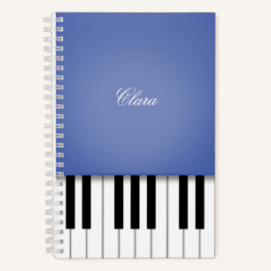 Teclado de música de piano azul Cuaderno personali