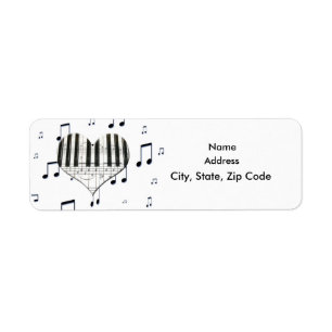 Teclado de piano del corazón y etiqueta de las