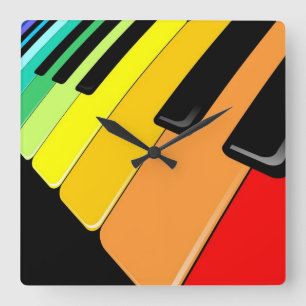 Teclado Fiesta de música colores reloj de pared