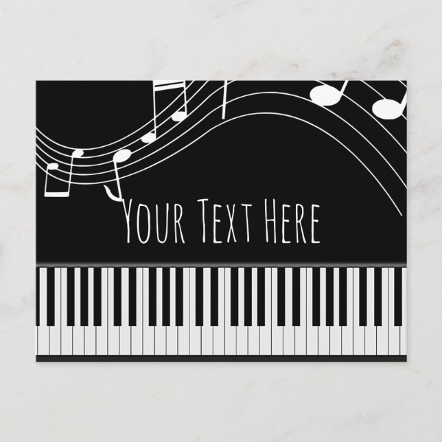 Teclado piano y notas musicales (Anverso)