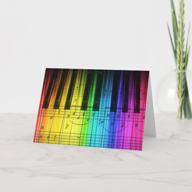 Teclado y notas de piano del arco iris (Anverso)