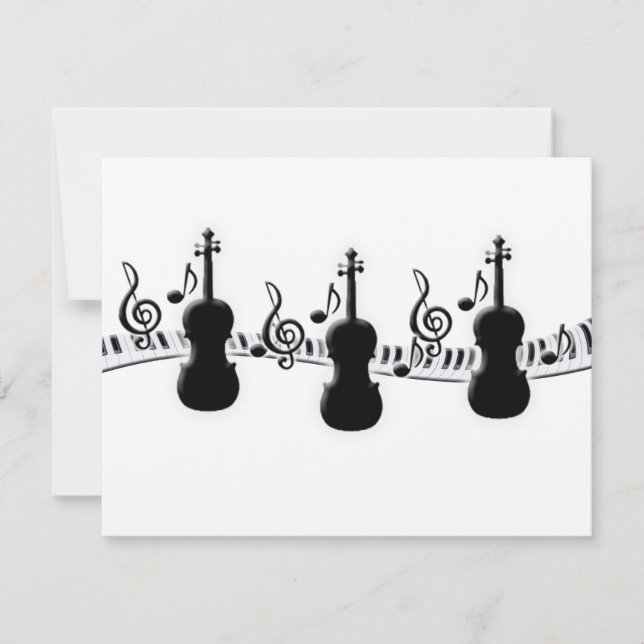 Teclado y notas musicales de piano de violín (Anverso)