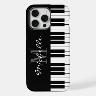 Teclas de piano blanco y negro monograma iPhone 15
