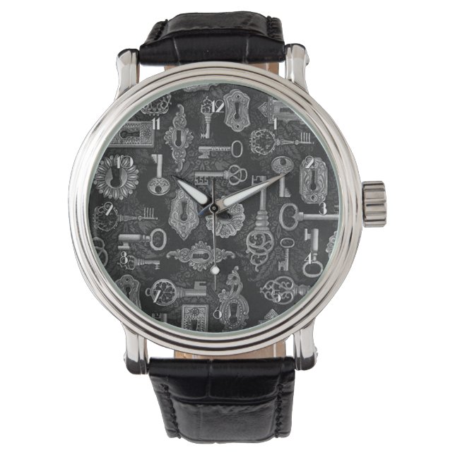 Teclas de Steampunk plateadas y reloj de pulsera c (Anverso)