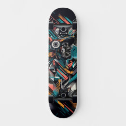 Tecnología Retro-Futurista Tabla de Skate con Arte